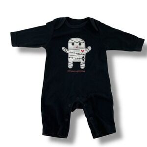 Old Navy Baby Bodysuit 0-3 Months Black Mummy Loves Me Halloween Costume